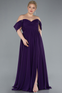 Robe De Soirée Grande Taille Mousseline Longue Violet Foncé ABU3738