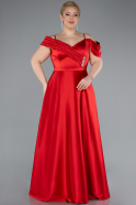Robe Grande Taille Longue Satin Rouge ABU4869