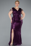 Robe de Soirée Grande Taille Longue Violet Foncé ABU4886