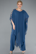 Robe De Soirée Grande Taille Mousseline Indigo ABT080
