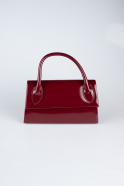 Sac de Soirée Luxe Cuir Verni Rouge Bordeaux KC163