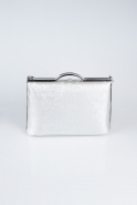 Sac de Soirée Luxe Cuir dentelé Argent KC126