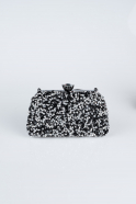 Sac de Soirée Luxe Plâtre Noir-Argent SH849