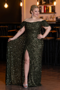 Robe De Soirée Grande Taille Longue Squameuse Kaki ABU4863