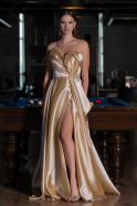 Robe De Soirée Satin Longue Beige ABU4522