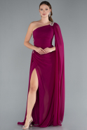 Robe de Soirée Longue Mousseline Prune ABU4406