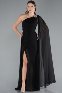 Robe de Soirée Longue Mousseline Noir ABU4406
