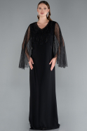Robe De Soirée Grande Taille Mousseline Longue Noir-Noir ABU4632