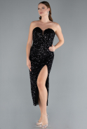Robe de Cérémonie Midi Squameuse Noir ABK2335