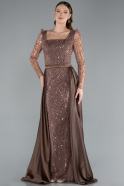 Robe De Fiançailles Grande Taille Longue Perlé Cuivre ABU4761