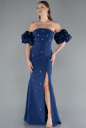 Robe De Soirée Longue Bleu Marine ABU3659