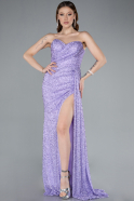 Robe de Soirée Longue Perlé Lilas ABU4871