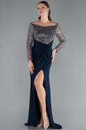 Robe de Soirée Longue Bleu Marine ABU4896