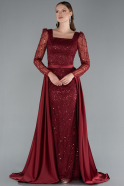 Robe De Soirée Longue Rouge Bordeaux ABU4603