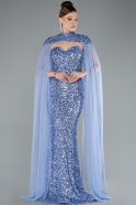 Robe de Soirée Longue Squameuse Indigo ABU4910