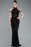 Robe de Soirée Longue Perlé Noir ABU4912