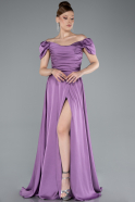 Robe De Soirée Satin Longue Lilas ABU4508