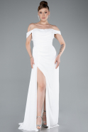 Robe de Soirée Longue Mousseline Blanc ABU4925