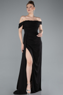 Robe de Soirée Longue Mousseline Noir ABU4925
