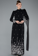 Tenue de Soirée Voilée Longue Noir ABU4931