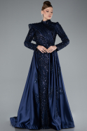 Tenue de Soirée Voilée Longue Bleu Marine ABU4932
