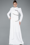 Tenue de Soirée Voilée Longue Blanc ABU4934