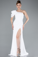 Robe Queue De Poisson Mousseline Longue Blanc ABU4091