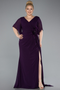 Robe de Soirée Grande Taille Longue Mousseline Violet Foncé ABU4911