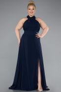 Robe Grande Taille Longue Mousseline Bleu Marine ABU4951