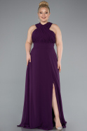 Robe Grande Taille Longue Mousseline Violet ABU4951