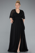 Robe Grande Taille Longue Mousseline Noir ABU4951