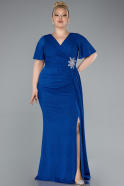 Robe Grande Taille Longue Bleu Saxe ABU3645