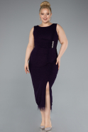 Robe de Soirée Grande Taille Midi Violet Foncé ABK2338