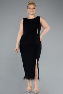 Robe de Soirée Grande Taille Midi Noir ABK2338