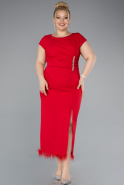 Robe De Fête Grande Taille Midi Rouge ABK2340