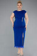 Robe De Fête Grande Taille Midi Bleu Saxe ABK2340