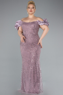 Robe De Fiançailles Grande Taille Perlé Longue Lavande ABU4788
