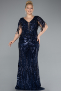 Robe Grande Taille Longue Bleu Marine ABU4953