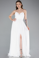 Robe de Soirée Longue Mousseline Blanc ABU4966