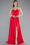 Robe de Soirée Longue Mousseline Rouge ABU4966