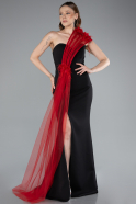 Robe de Soirée Longue Noir-Rouge ABU4969