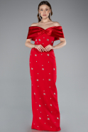 Robe de Soirée Longue Rouge ABU5436