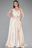 Robe De Soirée Satin Longue Beige ABU4561