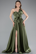 Robe de Soirée Longue Satin Kaki ABU4975