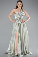 Robe de Soirée Longue Satin Menthe ABU4975