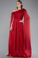 Robe De Soirée Mousseline Longue Rouge ABU4809