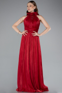 Robe De Soirée Mousseline Longue Rouge ABU4811