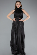 Robe De Soirée Mousseline Longue Noir ABU4811