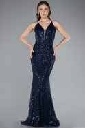 Robe de Soirée Longue Bleu Marine ABU4980