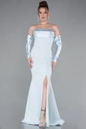 Robe Queue De Poisson Longue Bleu clair ABU4637